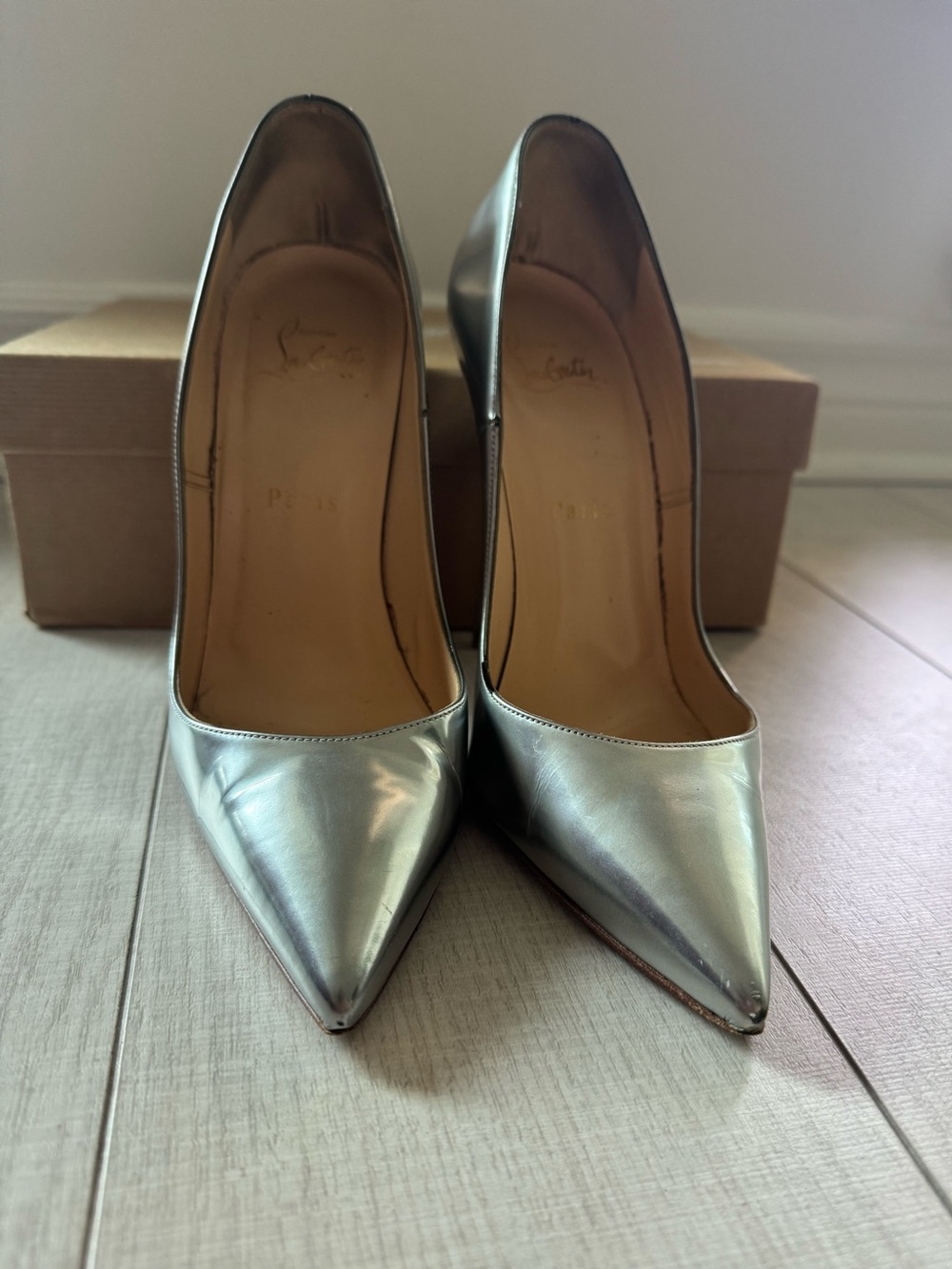 Christian Louboutin So Kate 120 Silver Sz 38 - Picture 5 of 7